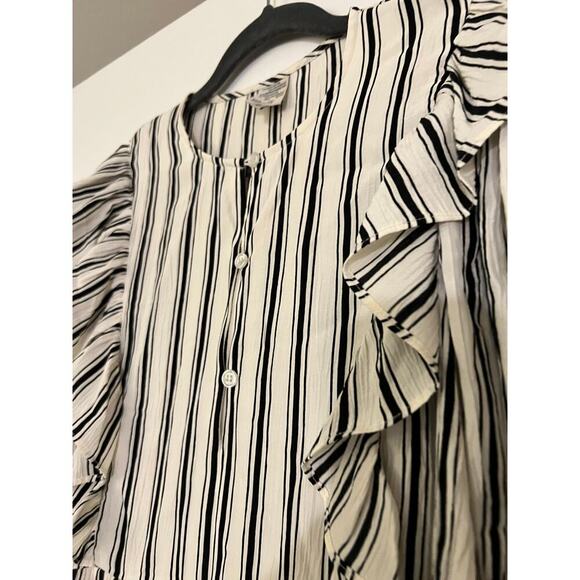 BAUM UND PFERDGARTEN Alona gathered striped crepon midi dress Sz 6 - Picture 6 of 13